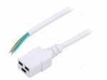 Cable | 3x1.5mm2 | IEC C19 female,wires | PVC | Len: 3m | white | 16A