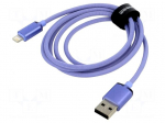 Cable | USB 2.0 | Apple Lightning plug,USB A plug | 1.2m | violet