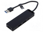 Hub USB | OTG,USB 3.0 | LED status indicator | black | 0.15m | ABS