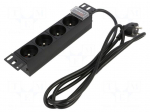 Plug socket strip: protective | Sockets: 4 | 250VAC | 16A | black