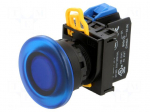 Switch: push-button | 22mm | Stabl.pos: 2 | NO | blue | LED | IP65 | YW