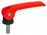 Lever | clamping | Thread len: 20mm | Lever length: 63mm | Body: red
