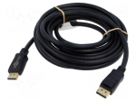 Cable | DisplayPort plug,both sides | PVC | Len: 5m | black | Core: Cu