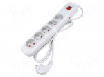 Plug socket strip: protective | Sockets: 5 | 250VAC | 10A | grey