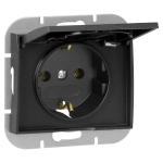 Uued tooted // Gniazdo pojedyncze p/t 2P+Z Schuko bryzgoszczelne z klapką Onyx, 16A, 250V, PT-17OH, czarny