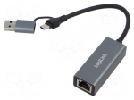 USB to Ethernet adapter | USB 3.2 Gen 1 | 10/100/1000Mbps | grey