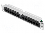 Patch panel | white | Number of ports: 12 | 10" | Cat: 6 | rack 10" | RACK