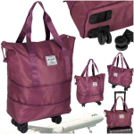 RoGer Foldable Travel Bag With Wheels Purple
