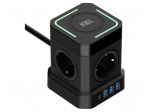 Extension lead | H05VV-F | 3G1.5mm2 | 2m | PVC | black | Sockets no: 8
