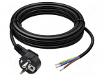 Cable | 3G1.5mm2 | CEE 7/7 (E/F) plug angled,cables | PVC | 3m | black