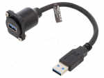Cable | connection 1: 1 | USB A socket,USB A plug | 0.2m | black