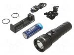 Torch: LED | IPX8 | 60lm,200lm,600lm,1000lm | L: 155mm | &Oslash;: 46mm | 5&deg;