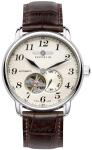 Zeppelin LZ 127 Graf Zeppelin Open Heart Men&rsquo;s Watch 40mm Silver Dial Dark Brown Leather Strap