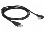 Cable | USB 2.0 | USB A plug,USB B plug 90&deg; up/down | 1.5m | black
