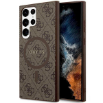Guess GUHMS24LG4GFRW Hardcase 4G Collection Leather Metal Logo MagSafe for Samsung Galaxy S24 Ultra S928 / brown
