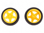 Wheel | yellow-black | Shaft: two sides flattened | Pcs: 2 | push-in