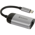 Verbatim USB 3.2 Gen 1 adapter, USB-C male > RJ-45 female (silver/black, 10cm, Gigabit LAN 10/100/1,000 Mbit/s)