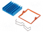 Heatsink: extruded | grilled | BGA | blue | L: 30mm | W: 30mm | H: 7.5mm