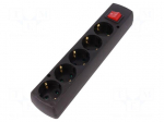 Connector: AC supply | female | splitter | 2P+PE | 250VAC | 16A | black