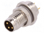 Connector: M8 | male | PIN: 3 | for panel mounting,front side nut