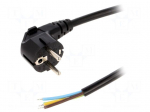 Cable | CEE 7/7 (E/F) plug angled,wires | 5m | black | PVC | 3x1,5mm2