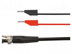 Test lead | 2x 2mm banana plug-BNC plug | Len: 0.5m | red and black