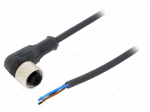 Connection lead | M12 | PIN: 3 | angled | 5m | plug | 4A | 2x LED (PNP)