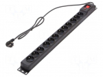Plug socket strip: protective | Sockets: 12 | 250VAC | 10A