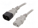 Cable | 3x1mm2 | IEC C13 female,IEC C14 male | PVC | 5m | grey | 10A