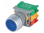 Switch: push-button | 22mm | Stabl.pos: 1 | NC + NO | blue | 3A/230VAC