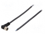 Cable: for sensors/automation | M8 | PIN: 3 | angled | 5m | plug | 60VAC