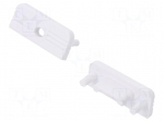 Cap for LED profiles | white | 20pcs | ABS | with hole | SURFACE10
