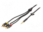 Cable | Jack 3,5mm 4pin plug,RCA plug x3 | 1.5m | black | PVC | 26AWG