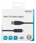 USB-C-USB-A kaabel, 2m, 3A, USB 2.0, must DELTACO / USBC-1006M