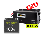 Rezerves Elektropadeves Komplekts Apkures Sistēmai 1600W + 12V 100Ah akumulators