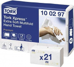 Hand towel sheets Tork Premium Extra Soft H2, 2-Ply, 100 sheets, 34x21.2cm, W, cellulose, (21pcs)