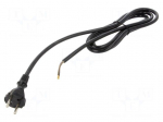 Cable | 2x1.5mm2 | CEE 7/17 (C) plug,wires | PUR | 2m | black | 16A | 230V