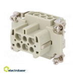 Pistik: HDC | kontakti sisestus | naine | HE | PIN:6 | 6+PE | suurus 3 | 16A