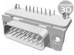 Connector: D-Sub | PIN: 15 | socket | male | PCB snap | angled 90&deg; | THT