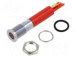 Indicator: LED | flat | red | &Oslash;8mm | IP67 | Q8 | for soldering,connectors