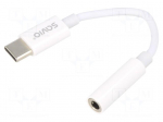 Cable | USB 3.1 | Jack 3.5mm socket,USB C plug | 0.11m | white