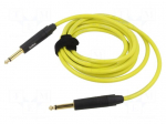 Cable | Jack 6,3mm 2pin plug,both sides | 3m | yellow | 0.25mm2