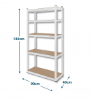 Rebel Metal Storage Rack 180x90x40, WHITE