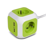 Elektrimaterjalid // Elektri laiendid, Pikendusjuhtmete, hajutuste ja UK ja USA adapterite komplekt // MagicCube poczw&oacute;rne gniazdko prądowe GreenBlue, 2 wejścia USB, 1,4m, GB118