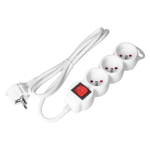 Elektrimaterjalid | Kaablid, Jaotuss&uuml;steemid ja T&ouml;&ouml;riistad // Elektri laiendid, Pikendusjuhtmete, hajutuste ja UK ja USA adapterite komplekt // Przedłużacz 3-krotny 2P+Z (Schuko), z wyłącznikiem, 3m H05VV-F 3x1,5mm2, Imax=16A, płaska wtyczka, biały