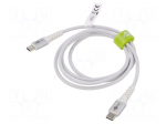Cable | USB 2.0 | USB C plug,both sides | 1m | white | silicone | 60W | 3A