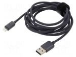 Cable | USB 2.0 | Apple Lightning plug,USB A plug | 2m | black | 2.4A