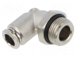 Push-in fitting | angled | -0.99&divide;20bar | nickel plated brass