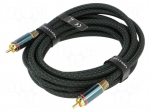 Cable | RCA plug,both sides | 3m | Plating: gold-plated | black