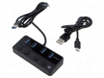 Hub USB | USB A socket x4,USB A plug,USB C socket | USB 3.0 | 1m